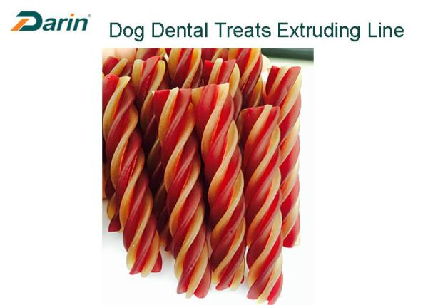 Beef Flavor Natural Twisted Sticks Dog Food Extruder Machines Dental Treats Extruding Line