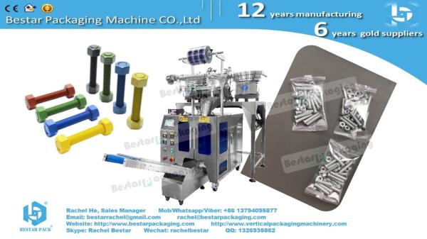 Automatic screw bolts counting packaging machine with two vibration hoppers orbital location type