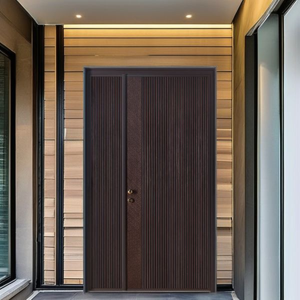 Modern Double Apartment Security Door Luxury Exterior Steel Entry Doors Custom Color