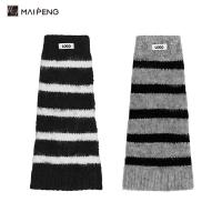 Logo personnalisé chauffe-jambes pour femmes manches de chaussettes tricotées acryliques à rayures horizontales