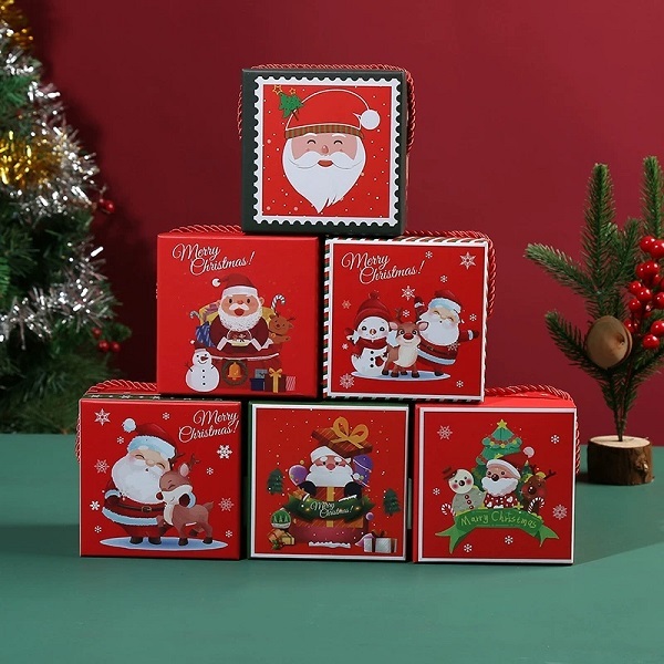 Christmas Rigid Packaging Box With Rope Handle For Apple And Holiday Gifts
