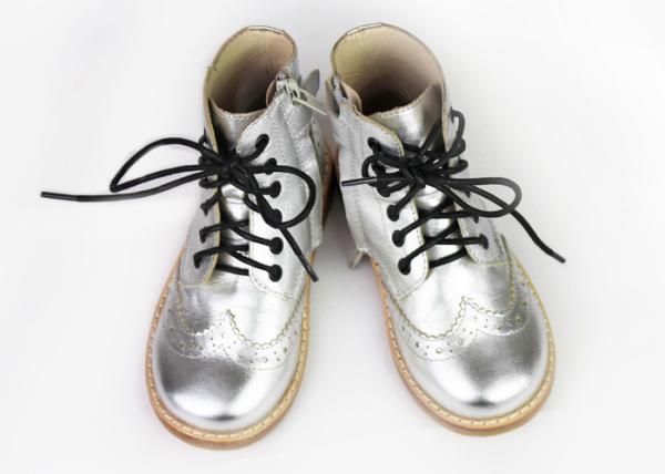 Waterproof Zipper Patent Leather Baby Walking Shoes Anti Slippery Autumn / Winter