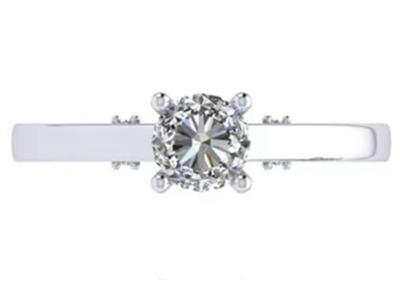 Claw Setting 18k White Gold Wedding Ring , GIA 5.35mm Round Brilliant Cut Diamond Ring