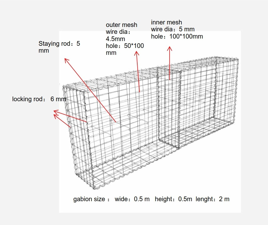Anti-Rust Gabion Wall Fence 100*80*30cm for Mordern Retaining Wall