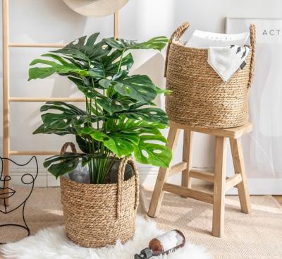 Handicraft Natural Seagrass Storage Basket With Handle ECO Friendly Kids Toy Clothes Baskets Storage Home Decoractions