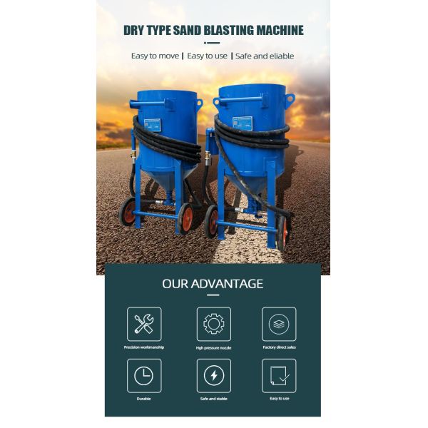 Mobile Handle Portable Sandblasting Machine Wheel Sand Blasting Machine
