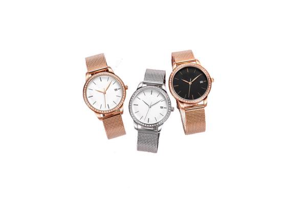 Stones Mesh Band Stainless Steel Ladies Watch With 30M Water Resistant