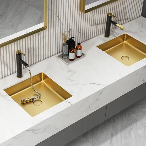 Brushed SUS304 Square Vessel Sink , Undermount Bathroom Basin Sinks