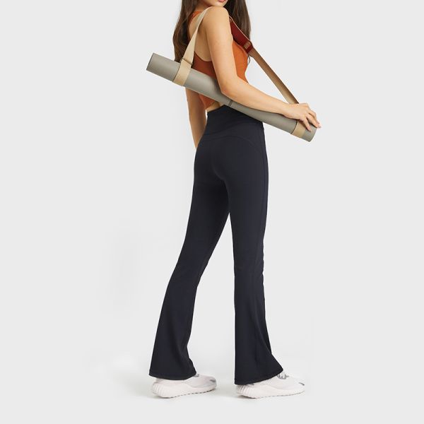 High Waisted Flared Yoga Leggings Buttery Soft Stretch Navy Blue Full Length