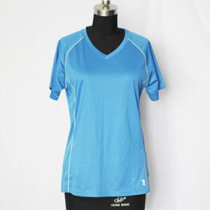 Luz - a camisa de corrida das mulheres azuis, t-shirt running do logotipo feito