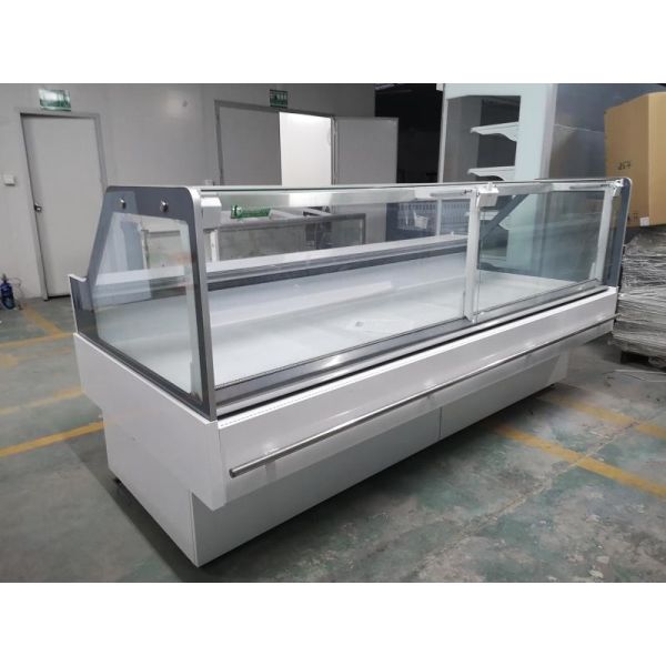 Поднимите вверх изогнутый стеклянный охладитель дисплея холодильника/мяса дисплея гастронома двери