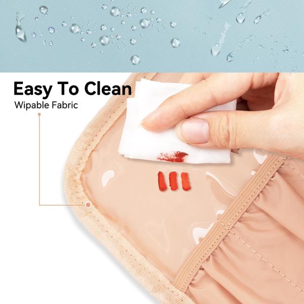 Waterproof Makeup Toiletry Travel Bag Portable Blue PU Leather