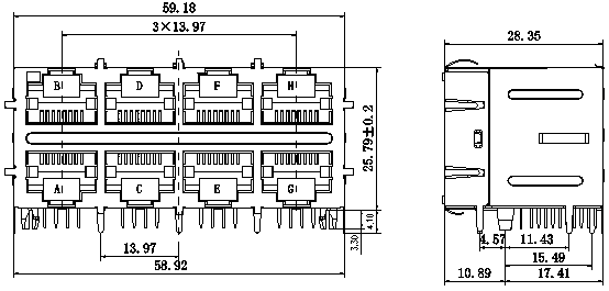 Lan 2x Rj45 переносит разъем локальных сетей SwitchcRj45 бита RM5-172A9U3F Giga