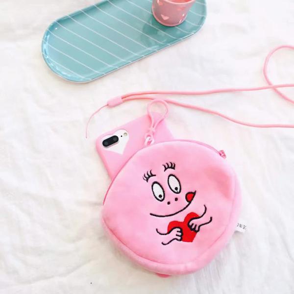 Soft TPU Korea Pink Baba 3D Doll Coin Earphone Purse Cell Phone Case Back Cover For iPhone 7 Plus 6s with Lanyard