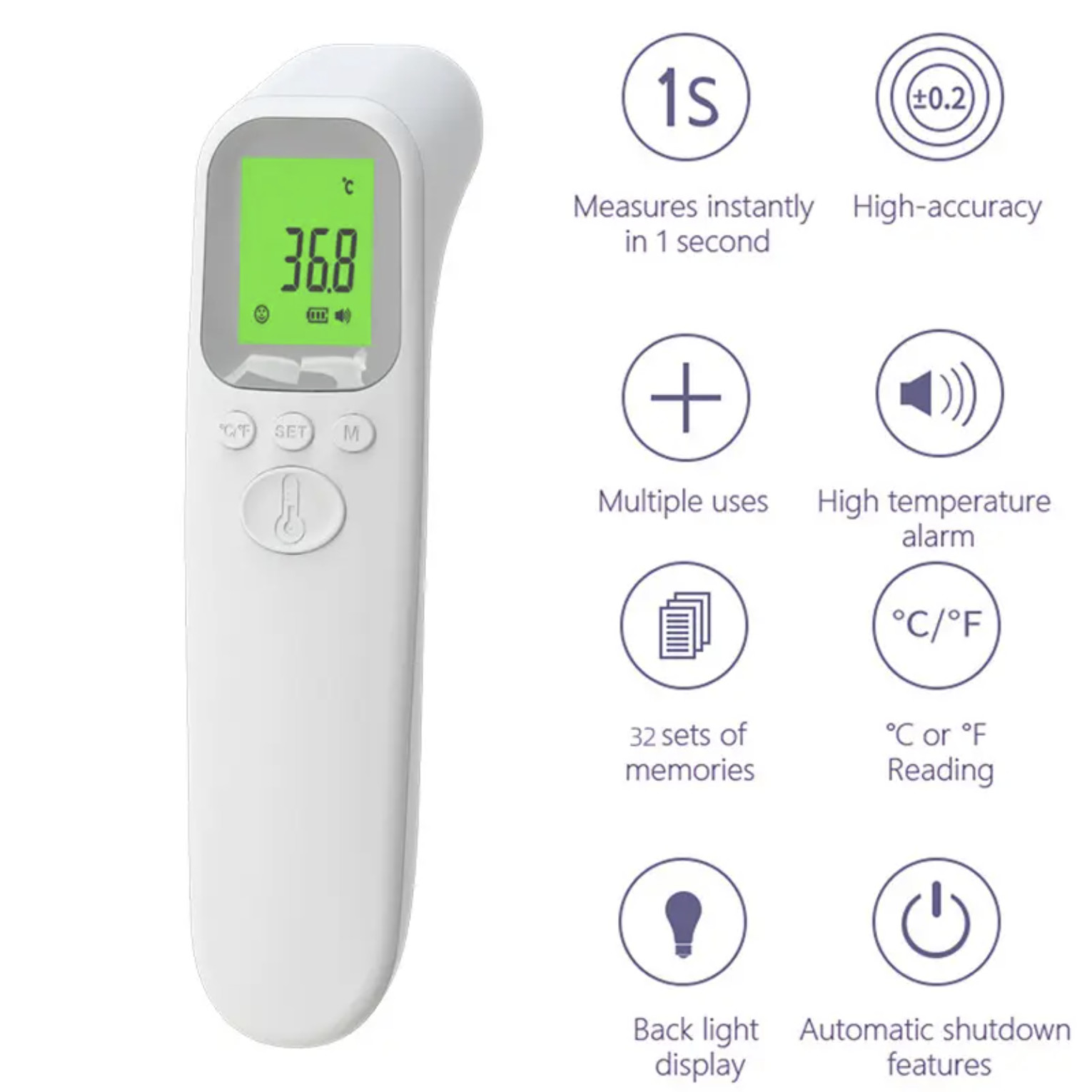 RoHS Certified Body Forehead Infrared Thermometer Non Contact OEM