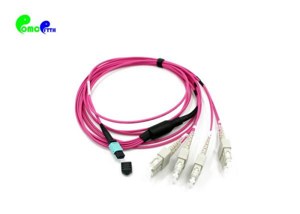 fêmea do cabo MPO do tronco de 8F OM4 MPO ao tipo B da magenta 5M do Fanout 2.0mm do SC UPC 8F 50/125μm