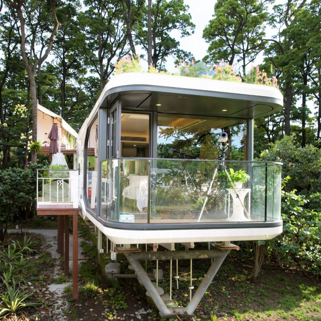 Prefab House and Office Steel Space Capsule for Camping for Courtyard Use Durable Steel Structure