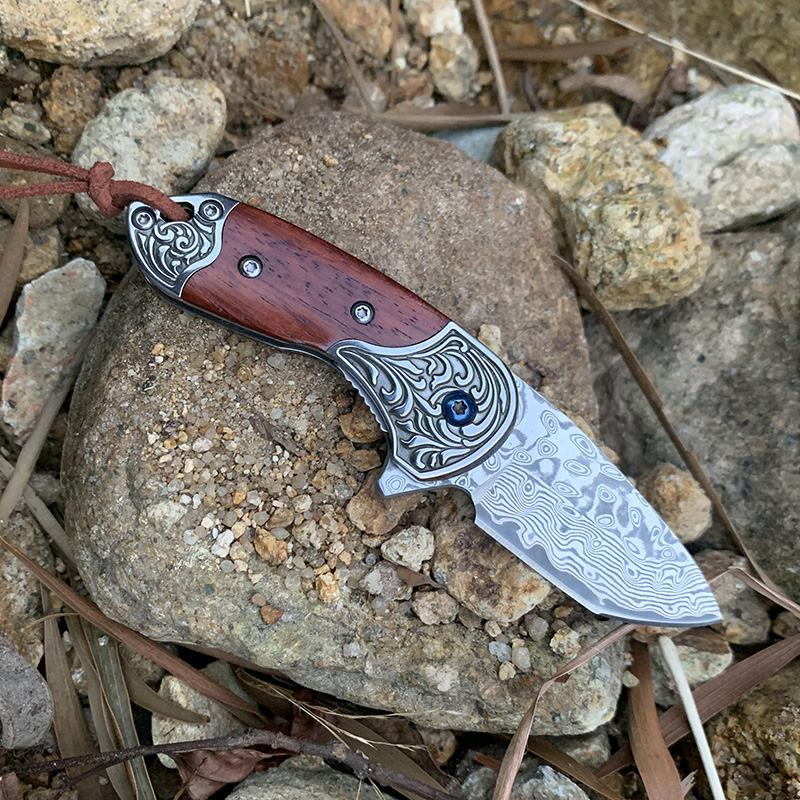 Tunafire Factory Direct VG10 Core Damascus Folding Knife Damascus Knife GT-DC372