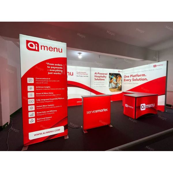10x20ft SEG Light Box Exhibition Backdrop with Dye Sublimation Printing and Tool-Free Assembly