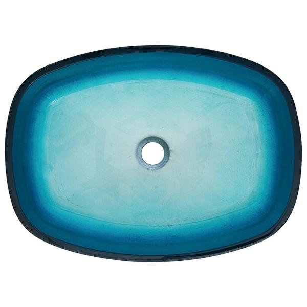 Sky Blue Handmade Rectangular Vessel Sinks Tempered Glass 12mm