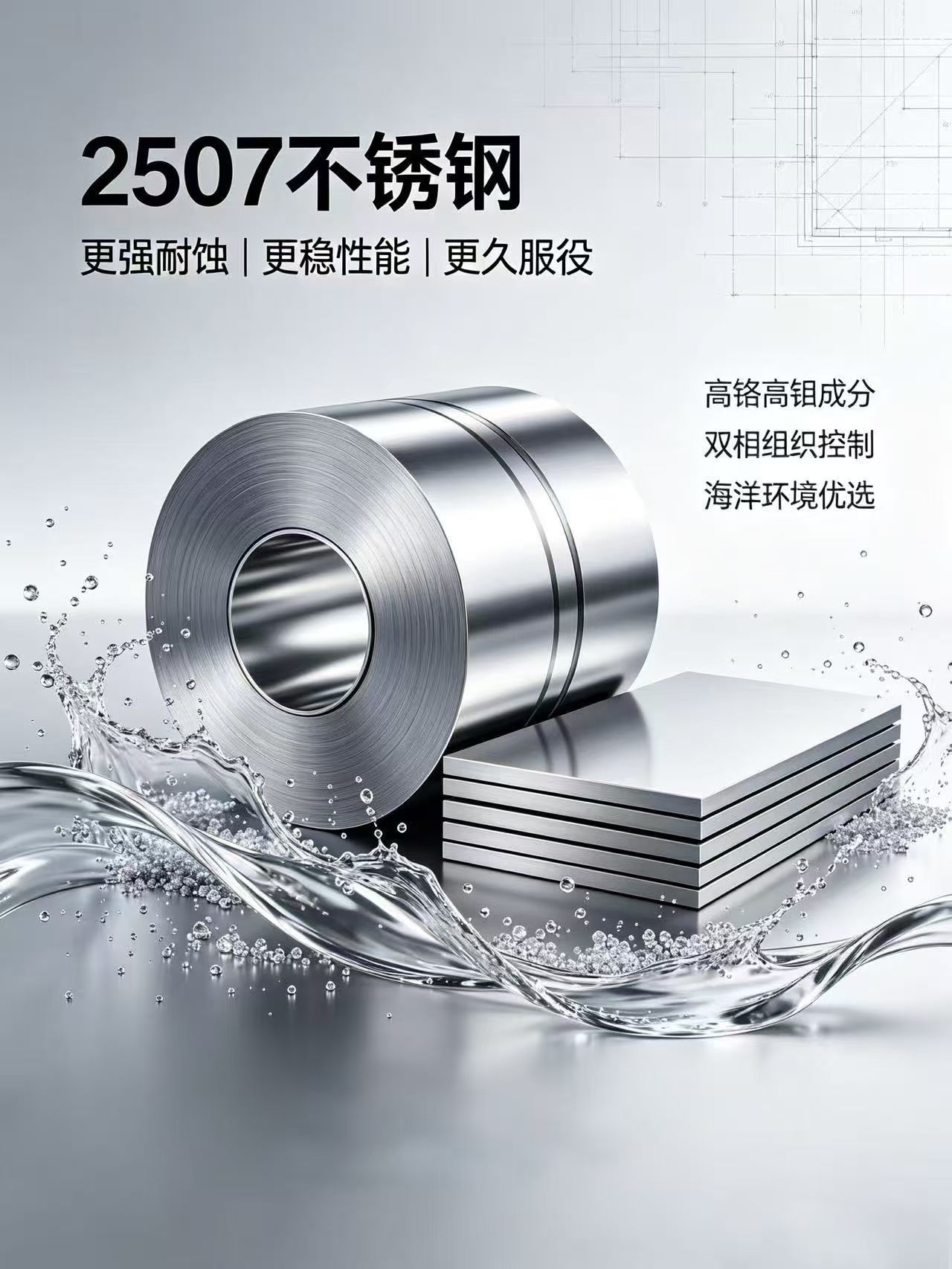 430, 201, 304, 304L, 316L, 309S, 310S, 2205, 2507... Used in kitchen and dining equipment, architectural decoration, food machinery, medical devices, energy and environmental protection fields...