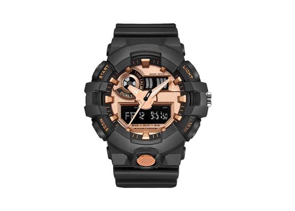 Dual Time Digital Sports Wrist Watches , Classic Sport Watches Plastic Case