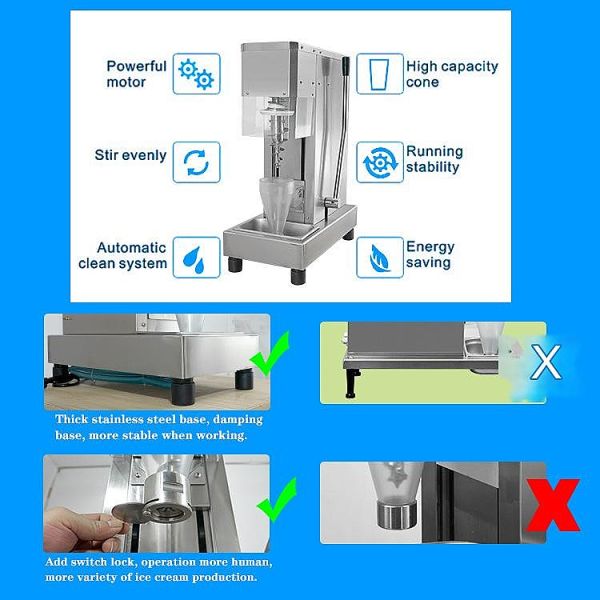 220V Voltage Mini Ice Cream Machine with Automatic Cleaning Function 310*560*750*