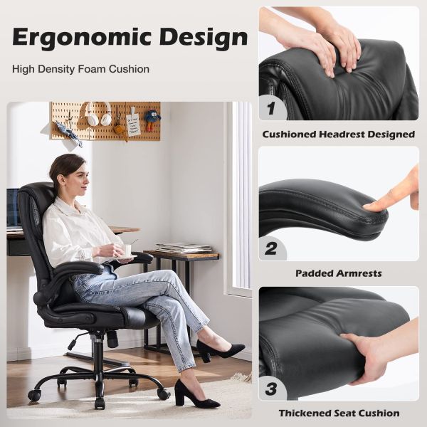 Modern Design Adjustable Executive Office Chair with Flip-Up Armrest and Lumbar Support