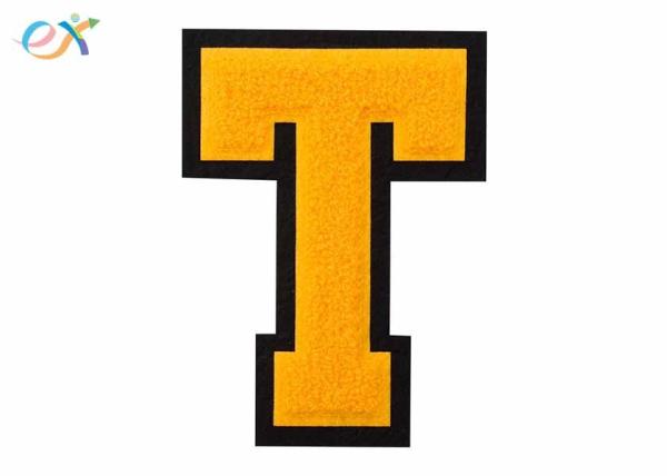 T - On White - 4 1/2 Inch Heat Seal Custom Sew On Patches Chenille Varsity Letter