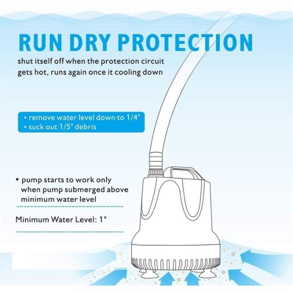 400GPH Submersible Fountain Aquarium Water Pump Rectangle