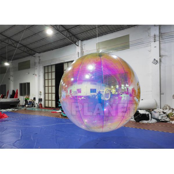 Shinny Floating PVC Iridescent Clear Sphere Mirror Balloon Holographic Rainbow Reflective Inflatable Mirror Ball