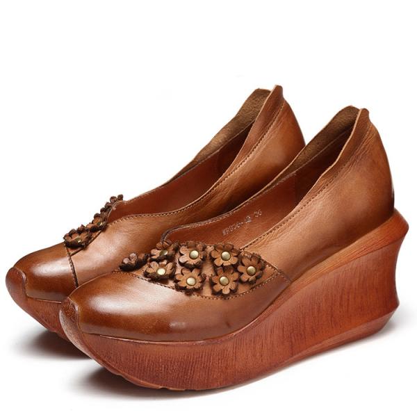 S343 Spring And Summer New Women'S Shoes Platform Platform Original Handmade Leather Women'S Shoes Factory Direct Sales