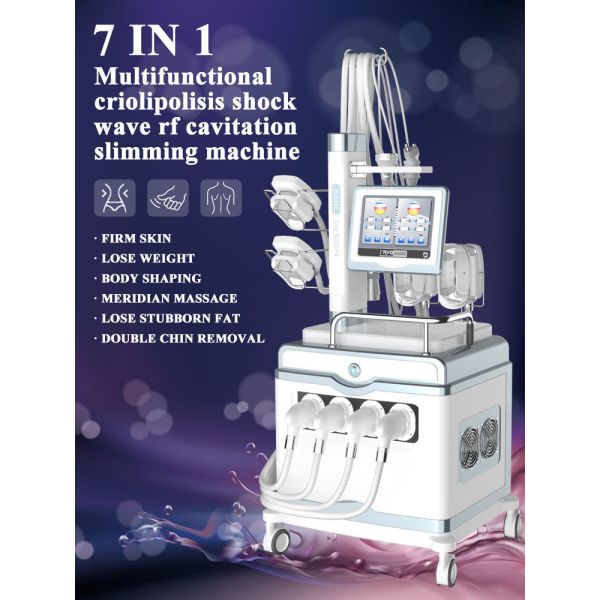 5MHZ RF 7 In 1 Cavitation Multifunction Cryolipolysis Machine Shock Wave