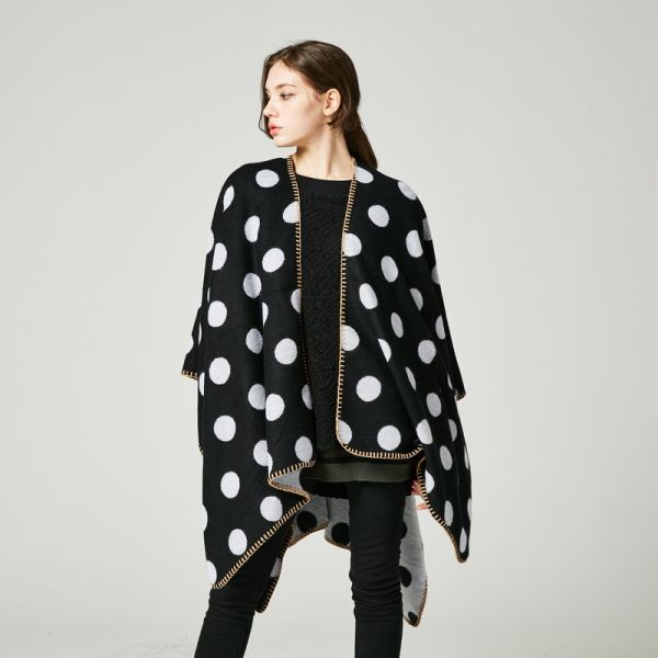 Wholesale 50%polyester and 50% acrylic fashion dot design lady shawl