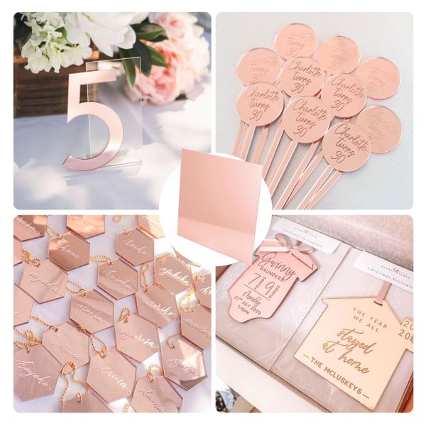 DIY Wedding Display Acrylic Mirror Wholesale Custom Glass Panels Rose Gold Acrylic Mirror Sheet