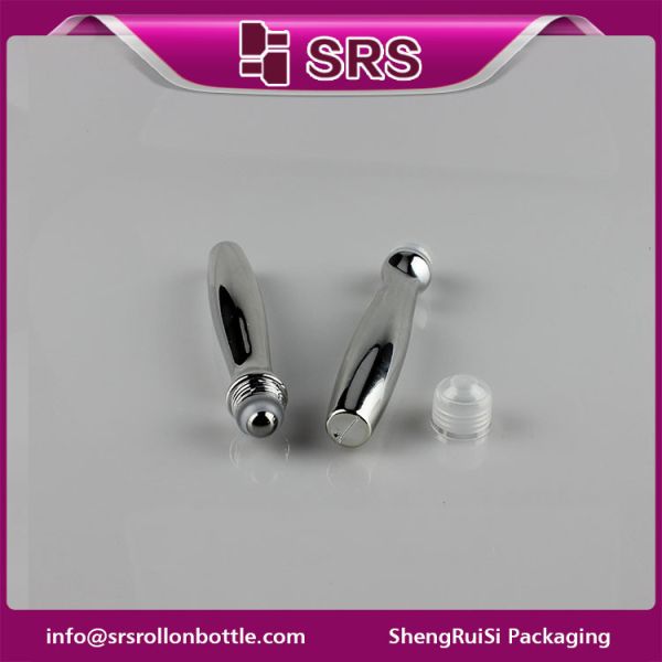 SRS packaging plastic 15ml silver color PETG roll on bottle with steel ball