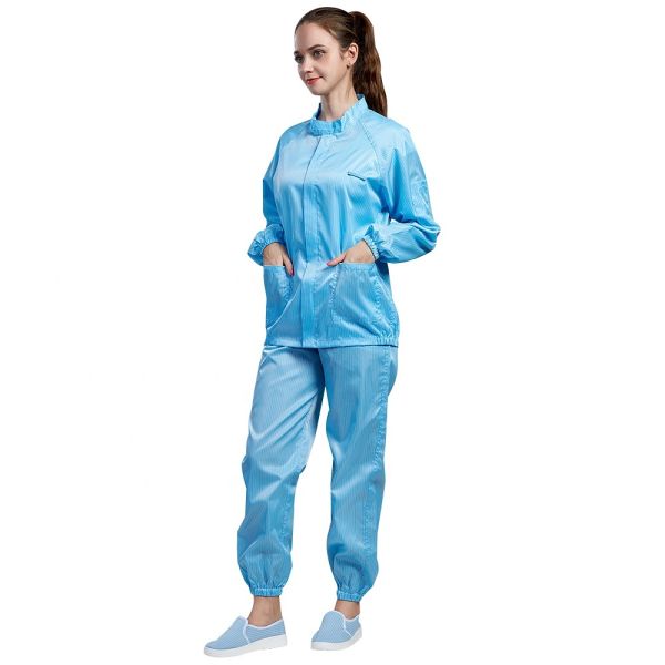 Clean Room OEM ESD Anti Static Clothing Dustproof Women Fire Resistant