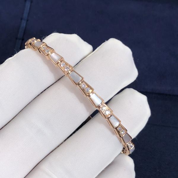 Elegant i 18k Gold Serpenti Viper Bracelet  White MOP Natural Diamonds Real Gold Real Diamonds