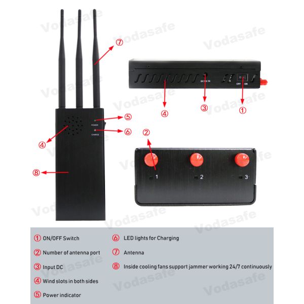 Джаммер дистанционного управления наивысшей мощности 10В 3 батареи часа носить рабочего временени легкий