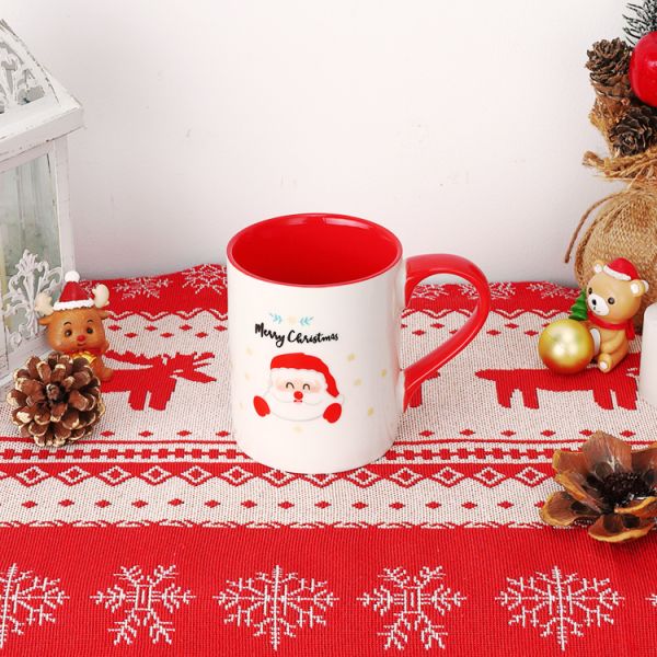 400ml Ceramic Coffee Cups , Porcelain Christmas Mugs With Cute Santa Claus Pattern