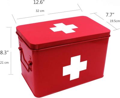 Metal First Aid Storage Box First Aid Kit medicine storage storage box Medicine Tin, Metal Medicine Storage Box