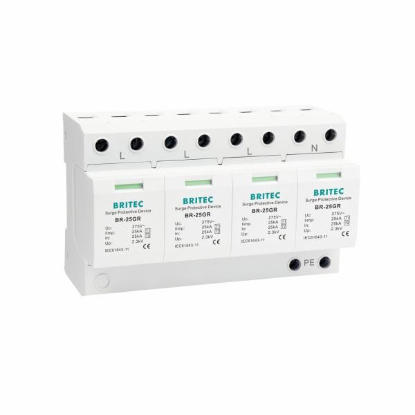 BR-25GR 3P+1 Tipo 1 Dispositivo de protecção contra sobretensões SPD Thunder Arrester Spark Gap spd Plug-in surge arrestor