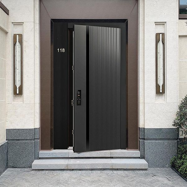 Custom Size Steel Security Door Modern Metal Apartment Front Entry Doors