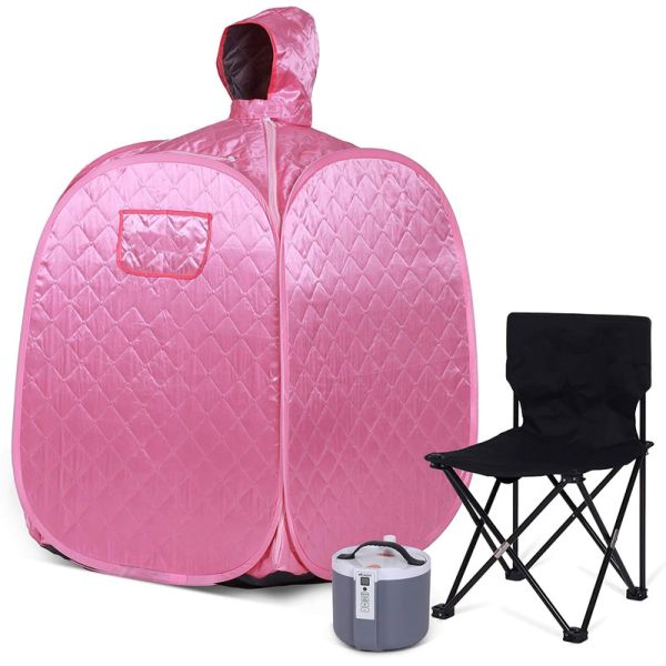 Lady Pink Portable Steam Personal European Women's Favorite Saunas Home Computer Control Panel For Detox Full Body Sauna Room With Chair