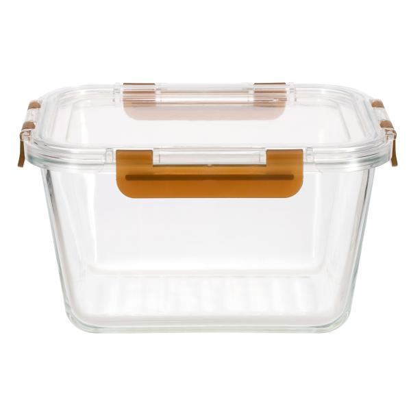 1050ml 1800ml Rectangular Glass Food Container With Detachable Snaps Liquid Silicone Lid
