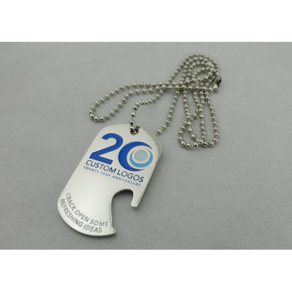 Custom Logo Personalised Dog Tags With Bottle Opener , 800*2.4mm Ball Chain