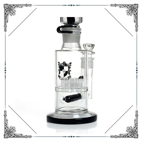 Sprinkler Gridded Inline Perc Glass Bong Smoking , 5 Inches Freezable Coil