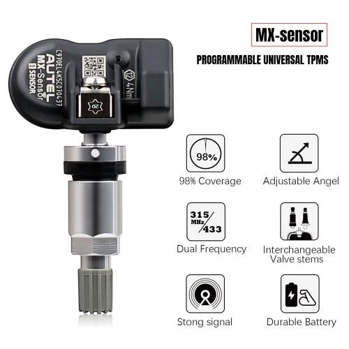 Autel MX Sensor 315MHz+433MHz 2 en 1 Capteur TPMS programmable universel Niveau OE métal/ caoutchouc
