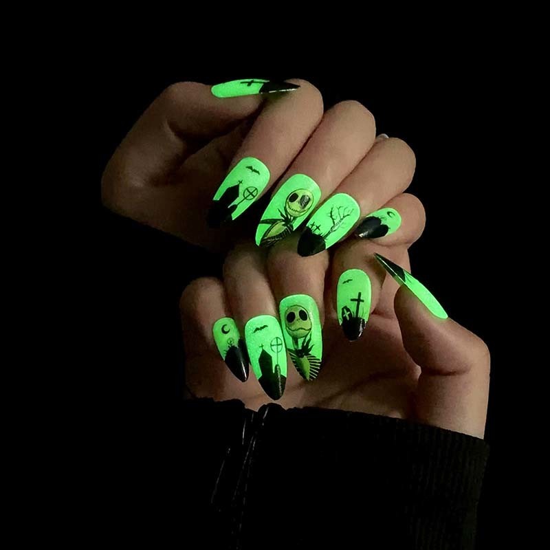 Glossy Halloween Holiday Press On Nails No Nail Salon Visit Needed