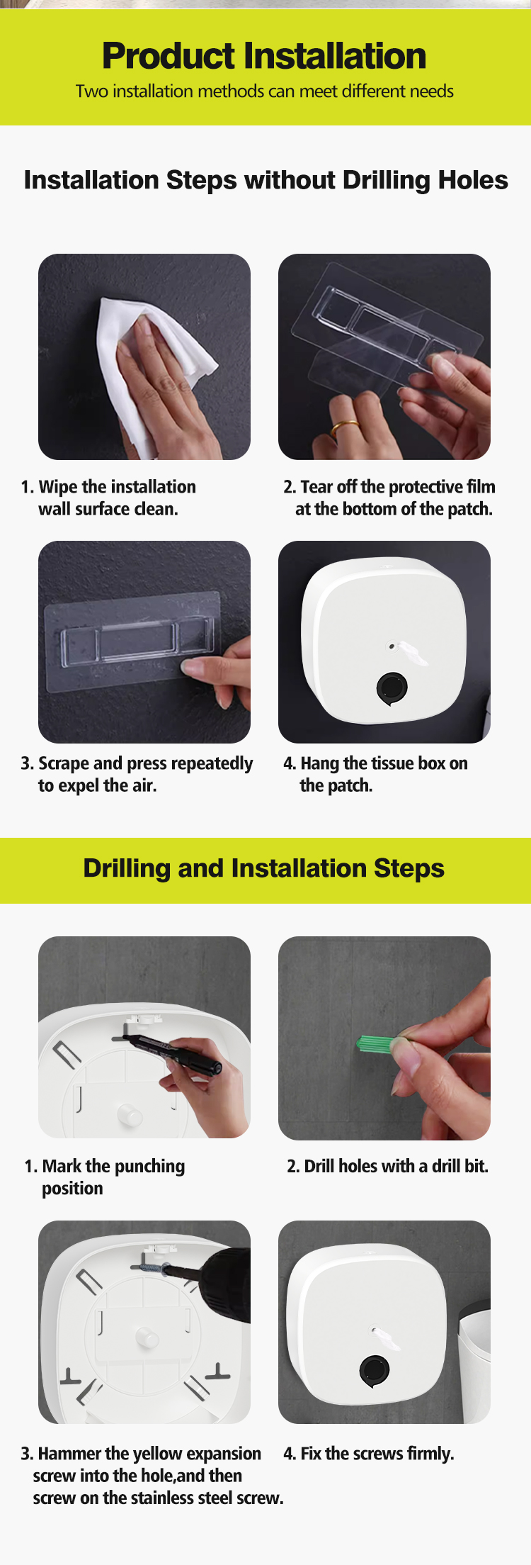 Lockable Center Feed Dispenser ABS Plastic Commercial Wall Mounted Tissue Roll Dispenser